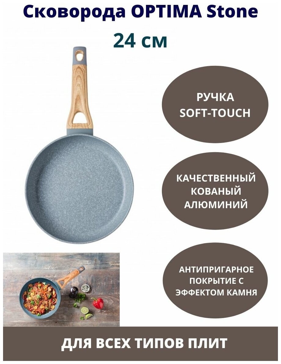 Сковорода PYREX OX24BF4/E006, 24см, 24см, без крышки, серый