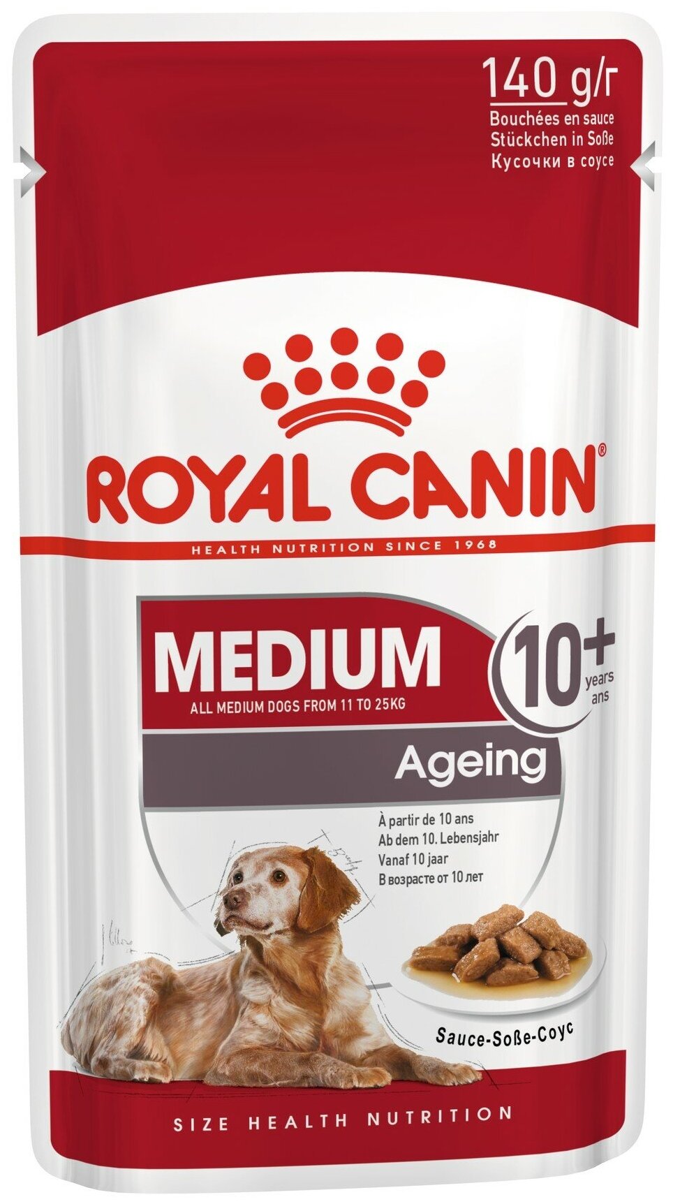 Royal Canin влажный корм для пожилых (10+) собак средних пород в соусе (10шт в уп) 140 гр