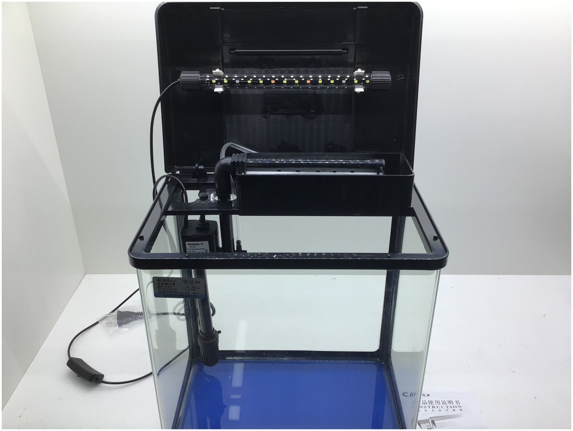 Аквариум 16 литров, E-310 аквариум для рыб белый с оборудованием, настольный аквариум, фильтр, освещение, лампа, аквариумы для дома и офиса - фотография № 6