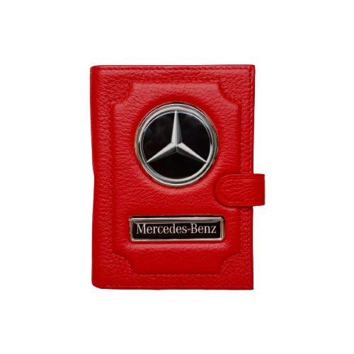 Обложка для автодокументов и паспорта Mercedes-Benz (мерседес) кожаная флотер 4 в 1