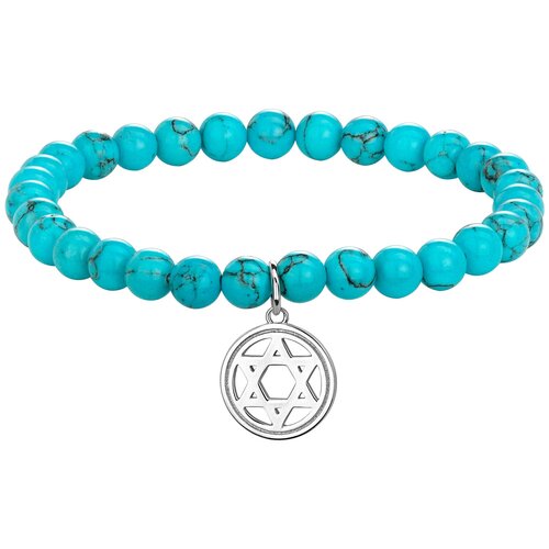 Браслет из бусин с подвеской ''Звезда Давида'' Yana Jewellery 221/09W-turquoise-light с бирюзой