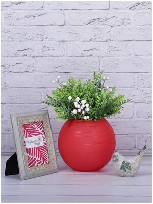Интерьерная стеклянная ваза для цветов и сухоцветов, земляничный джем ваза, алый, круглая 19см