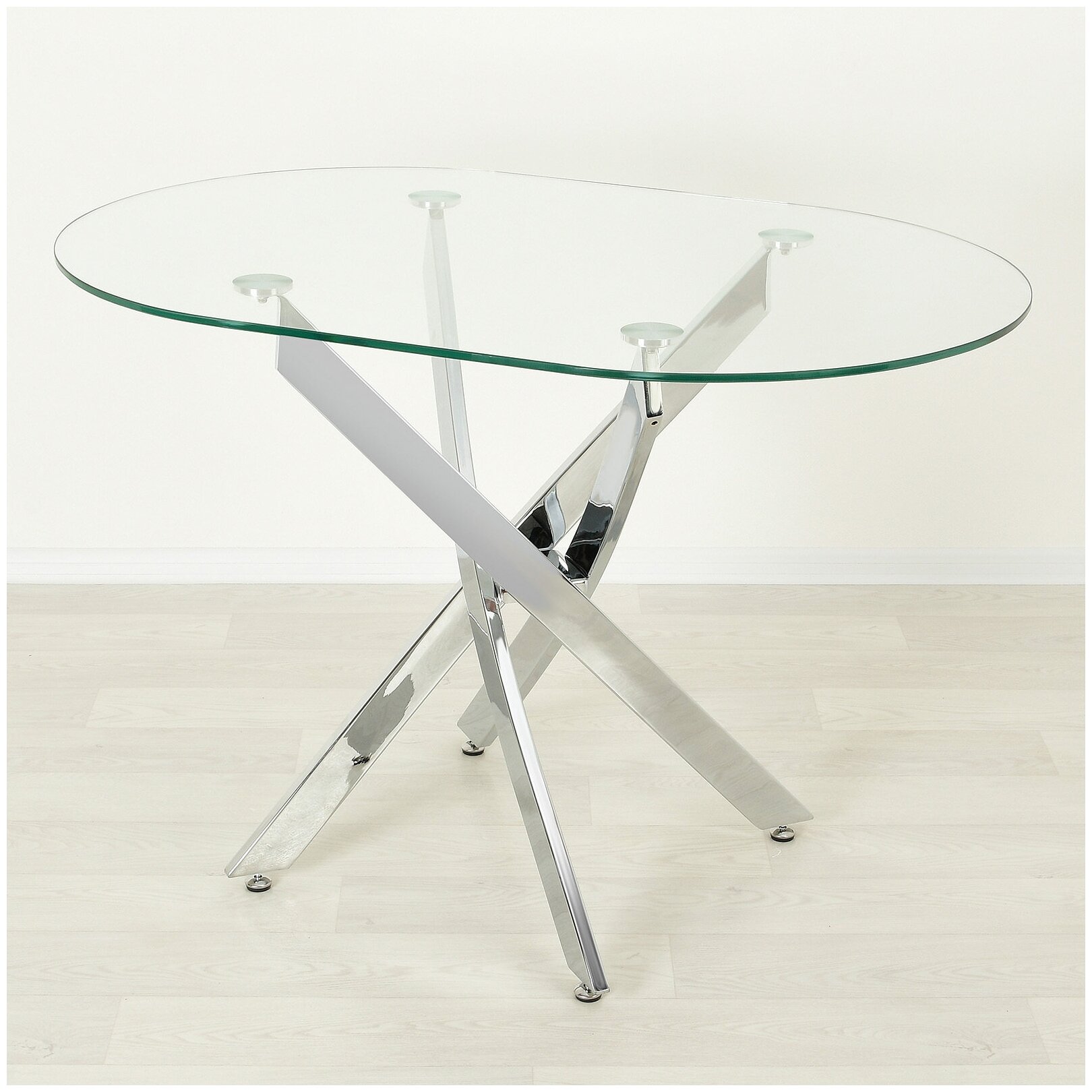 Стеклянный стол овальный Рим-23 прозрачный/хром (1100х700)