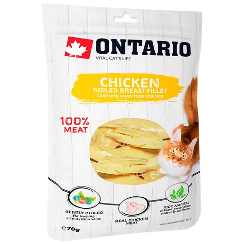 Лакомство ONTARIO для взрослых кошек филе вареной куриной грудки (70 гр)