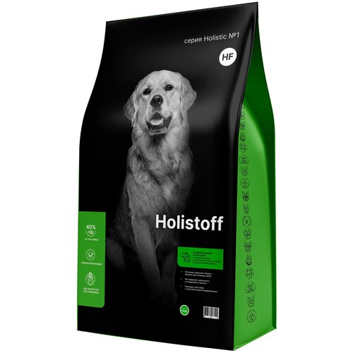Cухой корм для взрослых собак и щенков средних и мелких пород с ягненком и рисом Holistoff, 12 кг.