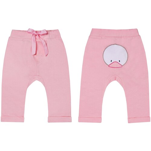 фото Брюки для девочки diva kids, 0,5 - 3 года, 74 - 98 см, розовый, c аппликацией/ штаны для девочки