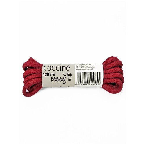 Шнурки хлопковые круглые тонкие Coccine, красный, 3 мм, 120 см