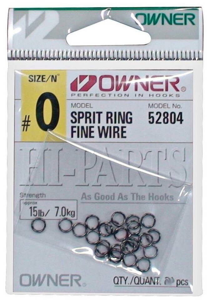 OWNER Кольцо заводное OWNER 52804 SPLIT RING FINE WIRE (№00; 24шт в уп.)