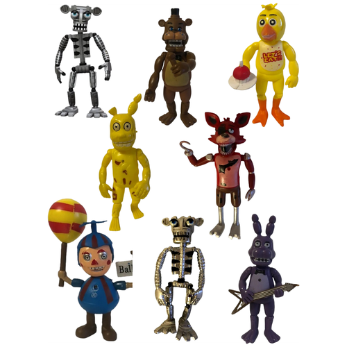 Фигурки фнаф 5 ночей с Фредди 8 штук по 14 СМ рюкзак лис фокси five nights at freddys зеленый 5