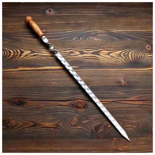 Шампур узбекский 74см, деревянная ручка, (рабочая часть 50см/2см) шампур плоский firewood 65х1 2см 2 5мм сталь дер ручка