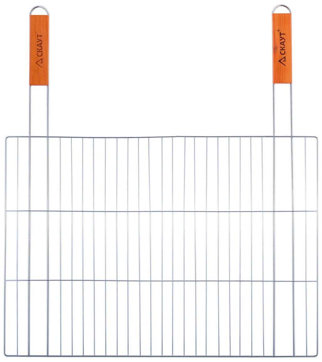 Решетка для гриля плоская 54х38 см. скаут СК-0739 с 2-мя деревянными ручками