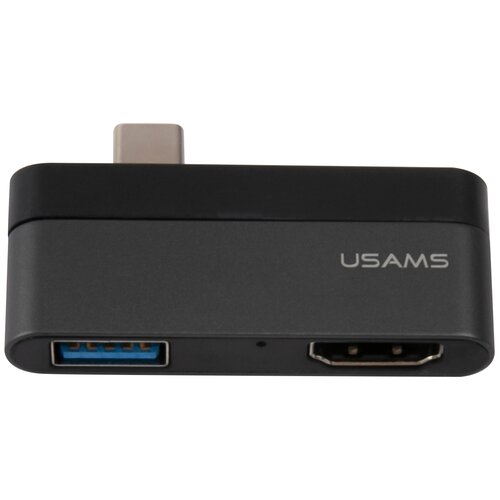 Переходник/адаптер Usams US-SJ462 USB Type-C - USB Type-A / HDMI, серый/черный 2022 12 in 1 usb c hub type c to multi usb 3 0 hub hdmi adapter dock for macbook pro huawei mate 30 pro usb c 3 1 hub splitter