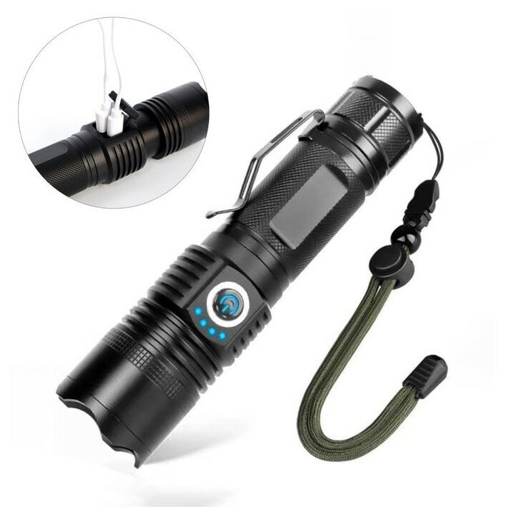 Фонарь аккумуляторный, 10 Вт, 3500 мАч, P70, USB, zoom, 15.5x3.9x3.2 см