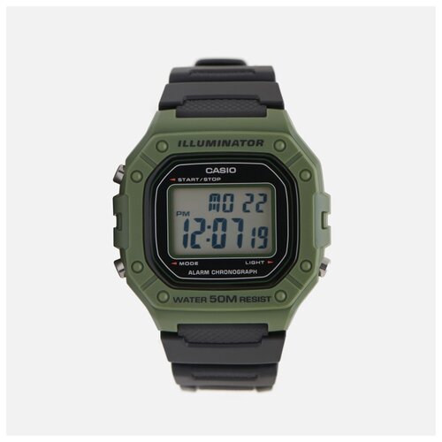 фото Наручные часы casio w-218h-3a, черный, зеленый