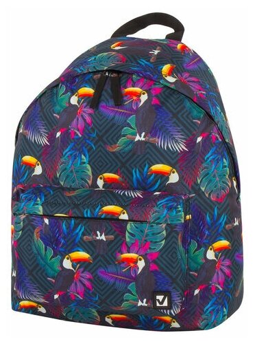 Рюкзак BRAUBERG сити-формат универсальный, Toucans, разноцветный, 41х32х14 см, 228847