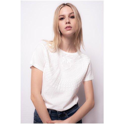 Футболка для женщин, PINKO, модель: 1G17BGY82QC03, цвет: белый, размер: M
