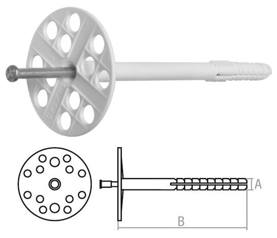 Дюбель для теплоизоляции 10х200 мм с металлич. гвоздем (50 шт в коробе) STARFIX (SMW1-61268-50)