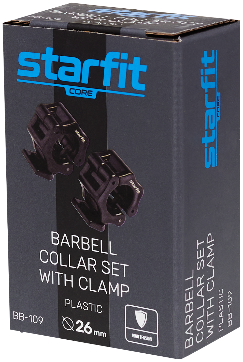 Замки с фиксатором для грифа STARFIT Core BB-109 d=26 мм, пластиковые, черный, 2 шт