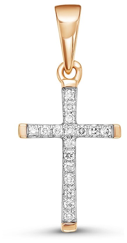 Декоративный крест с 17 бриллиантами 0.068 карат из красного золота 61434 VESNA jewelry 