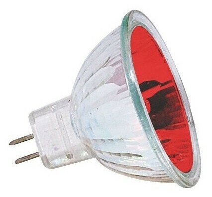 Лампа галогеновая софит 50W GU5.3 400Лм 12V со стеклом красная CLRMR16 (Vito), арт. CLRMR16-50W/RED/GU5.3/12V