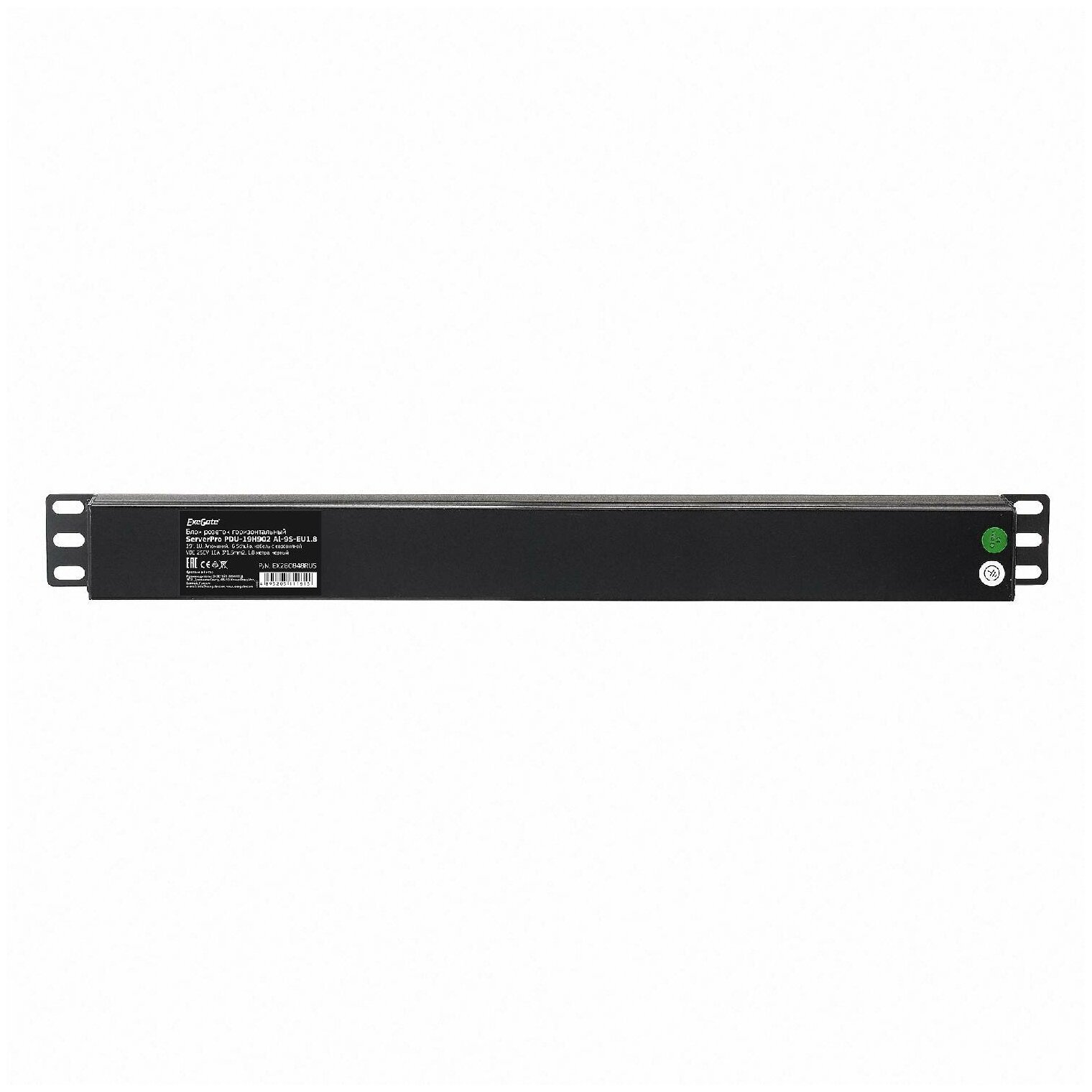 Exegate EX280848RUS Блок розеток ExeGate ServerPro PDU-19H902 Al-9S-EU1.8, 19",1U,алюм, 9Schuko, евровилка, 1.8м - фото №2