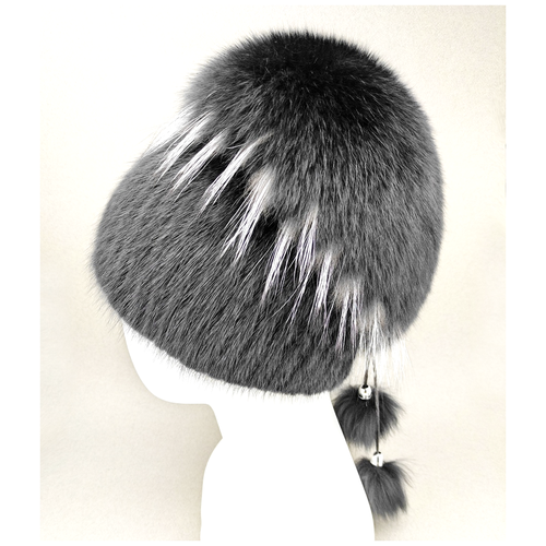 фото Шапка классический шапка из меха ондатры зимняя, с помпоном, размер 55 , 56 , 57 , 58 , 59 , 60, черный мария 