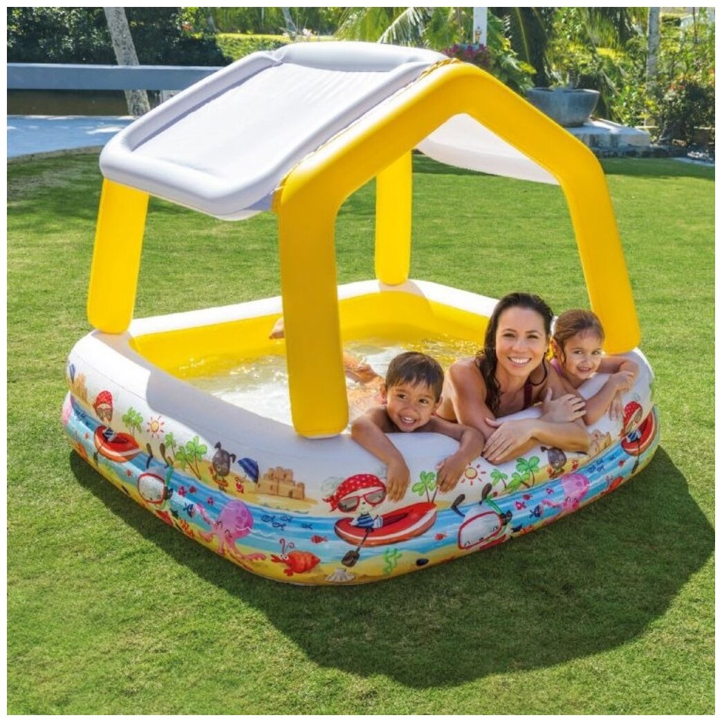 Надувной бассейн Intex детский, с навесом, "Sun Shade Pool", 158х122 см (int57470NP) - фотография № 4
