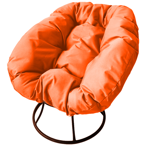 Кресло m-group пончик без ротанга коричневое, оранжевая подушка