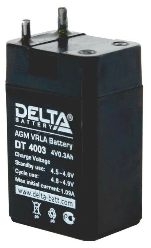 Аккумуляторная батарея 4V - 0,3 А/ч DELTA BATTERY DT 4003 (для фонарика)