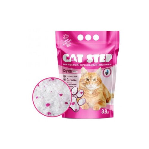 Наполнители силикагелевые Cat Step Cиликагелевый наполнитель CAT STEP CRYSTAL PINK для кошачьего туалета (3,8л)