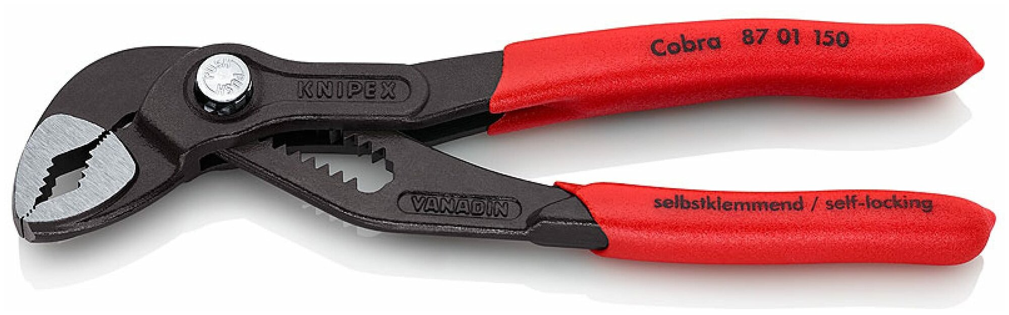 Переставные клещи KNIPEX COBRA KN-8701150SB с фиксатором 32 мм (1 1/4 д) под ключ 30 мм L-150 мм серые