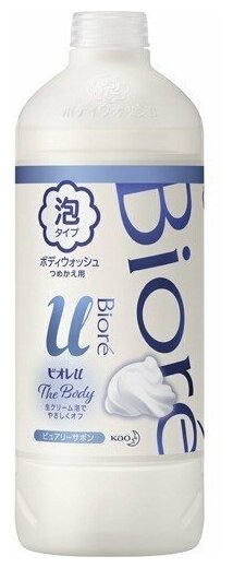 Kao Biore U Мыло-пенка для душа Foaming Body Wash Рure Сurtain аромат кристальной свежести, сменная бутылка с крышкой 450 мл