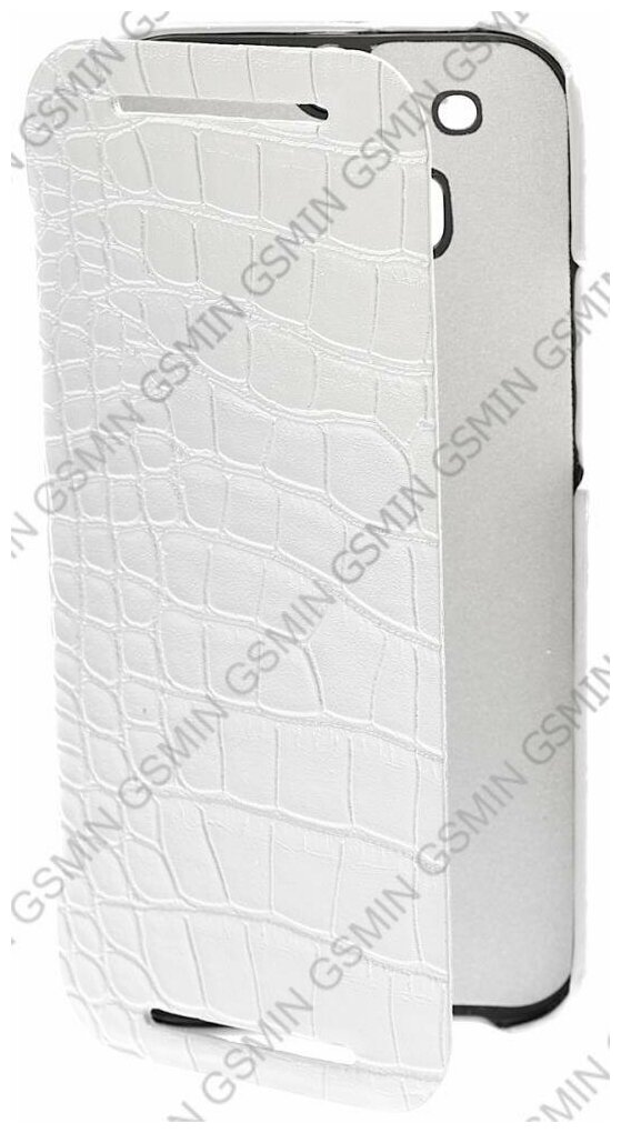 Кожаный чехол для HTC One 2 M8 Armor Case - Book Type (Crocodile White)