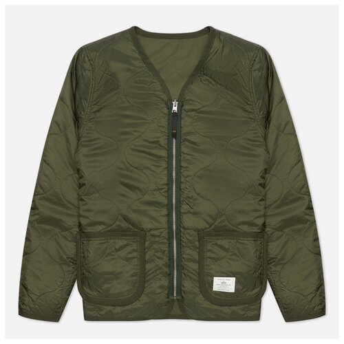 фото Мужская стеганая куртка alpha industries quilted liner оливковый , размер xl
