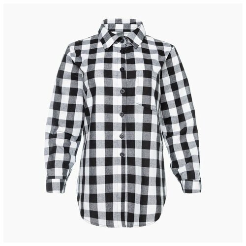 фото Рубашка женская, черно-белая клетка, размер 50 rusexpress