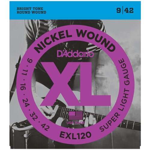 Струны для электрогитары D'Addario EXL120 NICKEL WOUND SUPER LIGHT 9-42