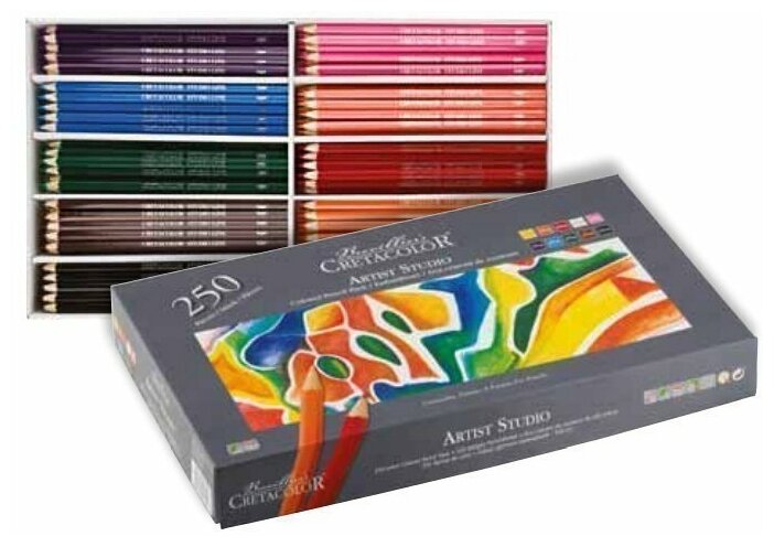 Набор цветных карандашей CretacoloR "Artist Studio Line", 10 цветов по 25 шт, картонная коробка