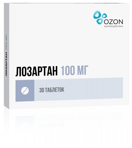 Лозартан таб. п/о плен., 100 мг, 30 шт.