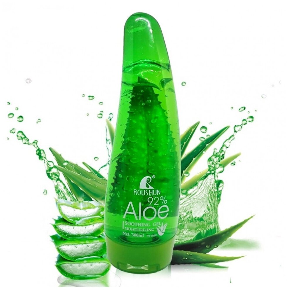 Roushun Гель для лица и тела Aloe Vera 99% Увлажняющий, Успокаивающий с Алоэ, 300 мл