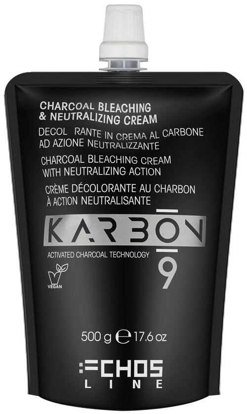 Крем KARBON 9 для обесцвечивания волос ECHOS LINE нейтрализующий с древесным углем 500 г