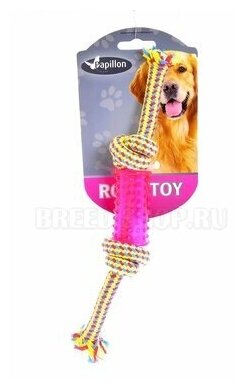 Papillon Игрушка для собак "Плетеная веревка с пластиковой гантелькой", 24см, 0,06 кг - фотография № 4