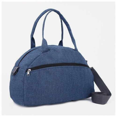 фото Сумка спортивная на молнии, наружный карман, длинный ремень, цвет синий нет бренда