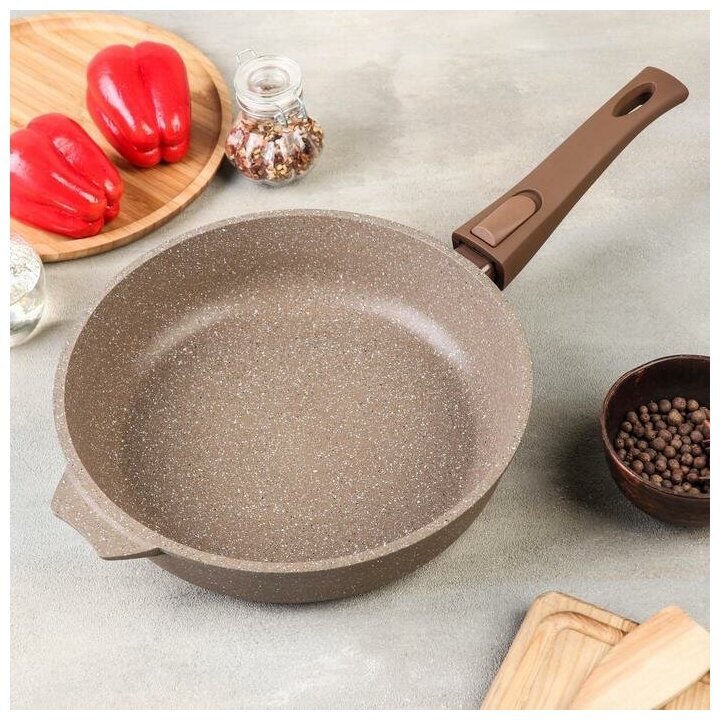 Мечта Сковорода «Гранит Brown», d=26 см, антипригарное покрытие, съёмная ручка микс