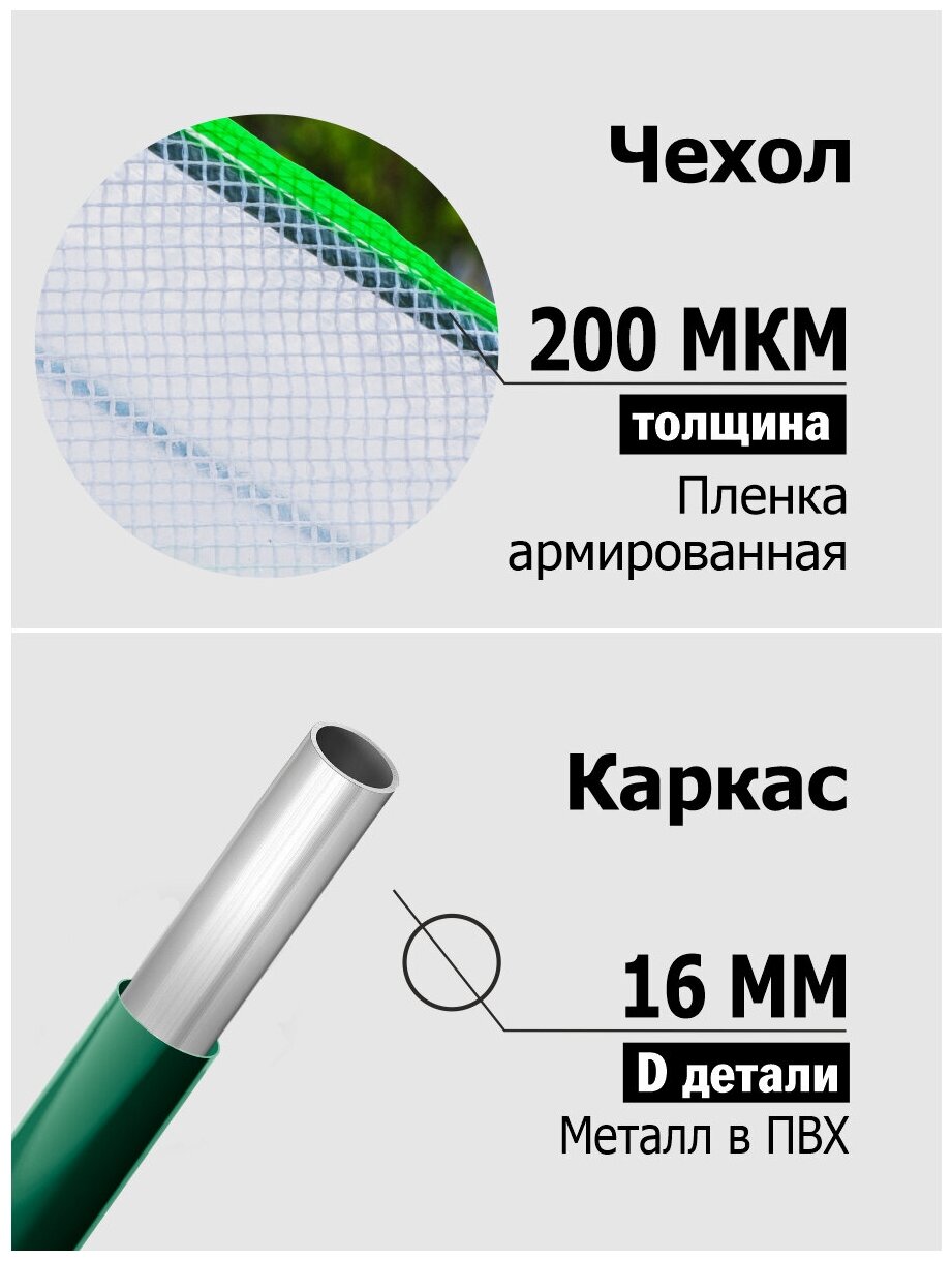 Парник-палатка (мет труба в пвх d-16мм+чехол: армир пленка) 270х92х93 см 'Урожайная сотка Эксперт' - фотография № 5