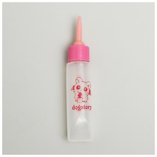 фото Бутылочка для вскармливания грызунов 30 мл с силиконовой соской (длинный носик), розовая нет бренда