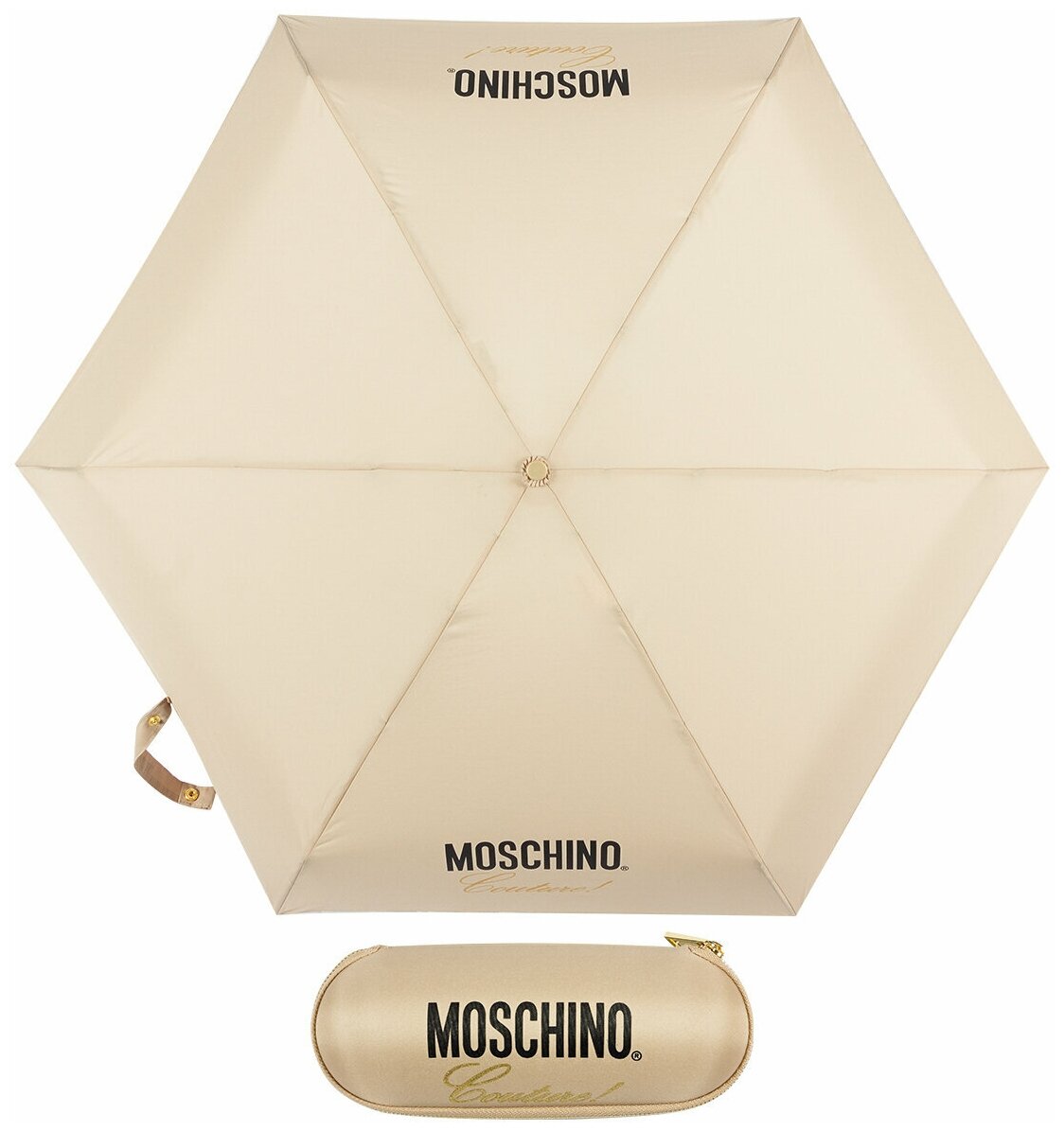 Зонт складной Moschino 8014-superminiD Couture! Dark Beige 