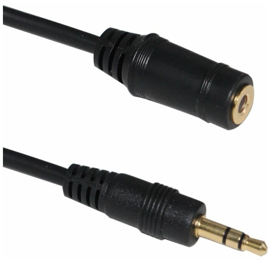 Удлинитель аудио кабель стерео шнур акустический GSMIN A39 2 штекера Mini Jack 3.5 мм джек (3 м) (Черный)
