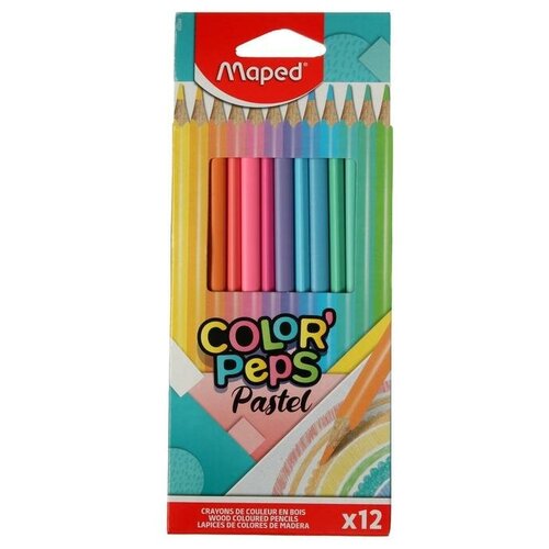 Карандаши 12 цветов Maped Color` Peps Pastel, треугольные, ударопрочные, картон, футляр карандаши цветные maped color peps pastel 12 цветов