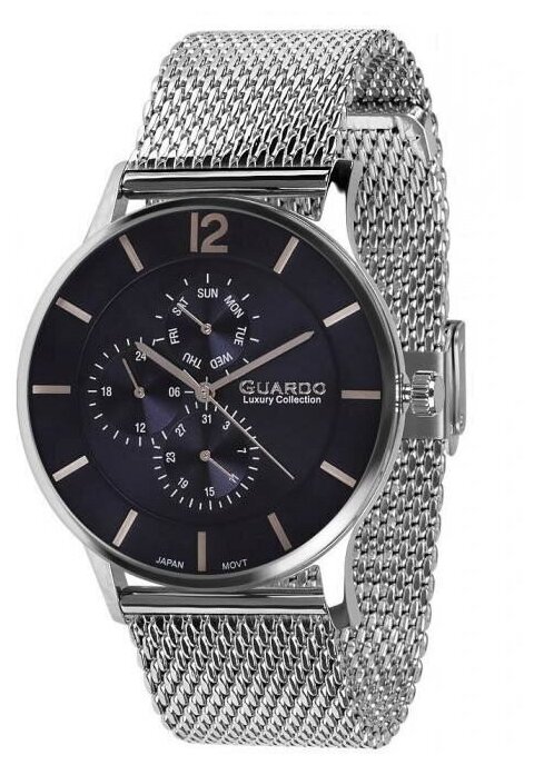 Наручные часы Guardo, синий, серебряный
