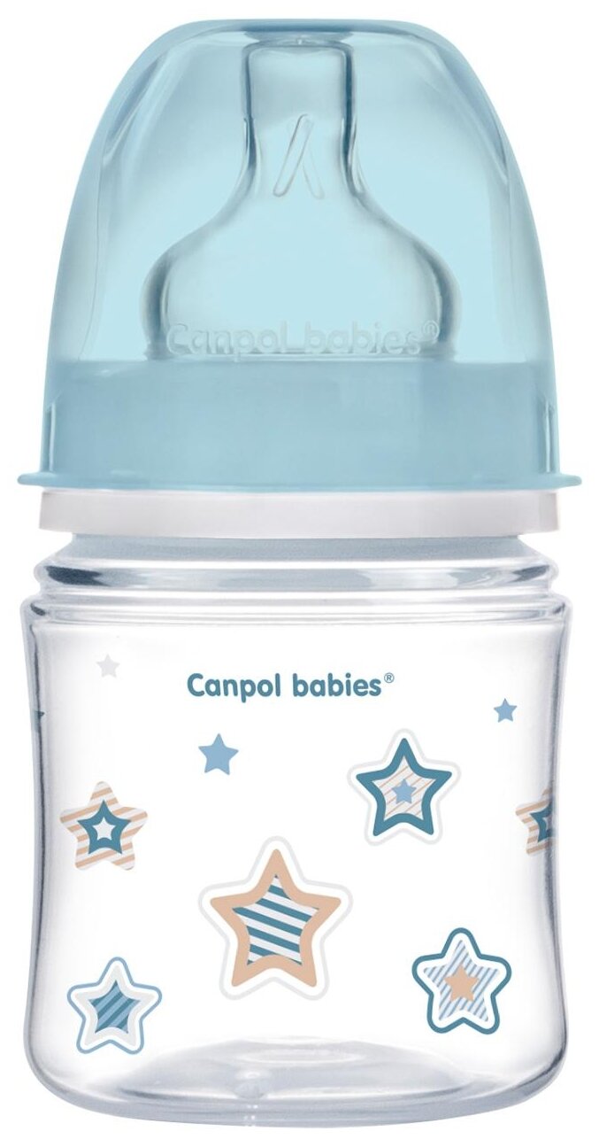 Антиколиковая бутылочка c широким горлом Canpol Babies EasyStart Newborn Baby 0+, голубой, 120 мл